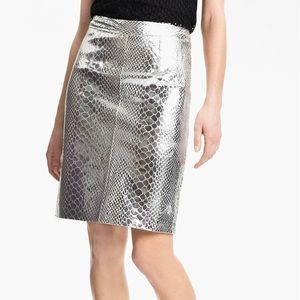 Milly Of New York python embossed leather skirt